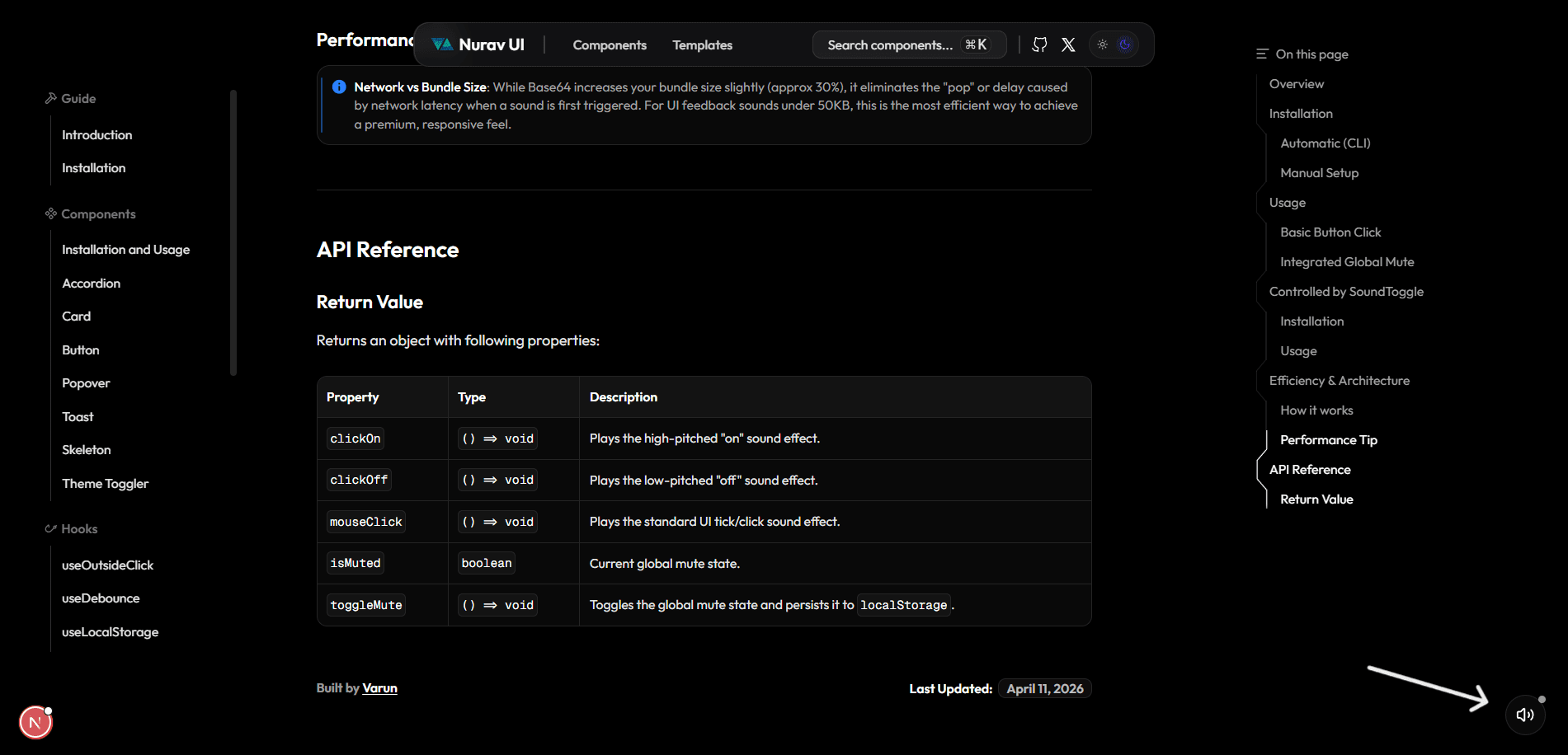 Sound Toggle Example